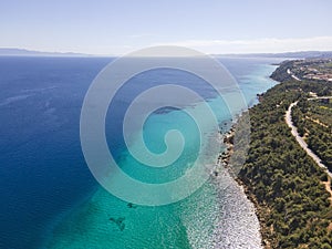 Kassandra coastline near town of Nea Fokea, Chalkidiki, Greece