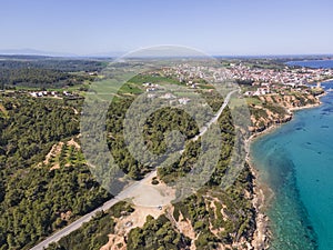 Kassandra coastline near town of Nea Fokea, Chalkidiki, Greece