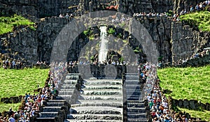 Water Games in the famous Bergpark Kassel WilhelmshÃÂ¶he, Germany