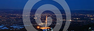 Kassel in Germany, panorama from the Hercules viewpoint at night