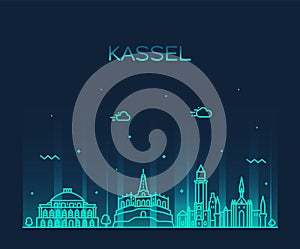 Kassel skyline northern Hesse Germany vector line