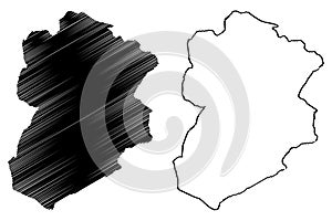 Kasserine Governorate Governorates of Tunisia, Republic of Tunisia map vector illustration, scribble sketch Kasserine map