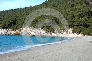 Kastani beach .  Skopelos island . Sporades , Greece photo