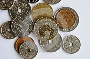 Danish currency in coins and danish finance Copenhagen Denamrk photo