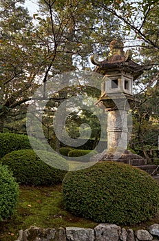 Kasuga-doro stone  lantern in the garden of Kyoto. Japan