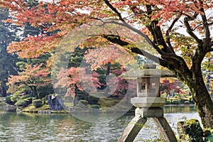 Kasumiga-ike Pond at Kenrokuen Garden in Kanazawa