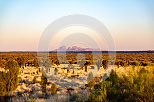 Kata Tjuta monolits during a sunset in the Red Center, Ayers Rock, Australia