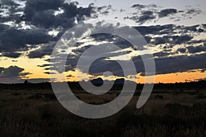 Kata Tjuta`s Silhouette from faraway