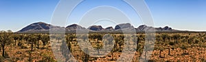 Panoramic view on the olgas from afar, Northern Territory, Australia photo
