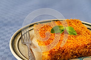 Kataif cake on a plate