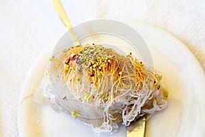 Kataif cake on a plate