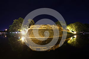 Katam corner of east wall of old town wall night scene,chiangmai,thailand