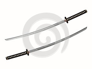 Katana. Japanese two-handed sword of samurai.