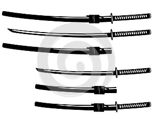 Katana and wakizashi swords vector design set