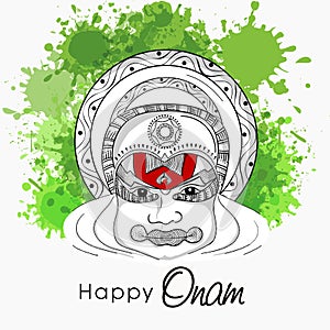 Kathakali dancer face for Happy Onam.