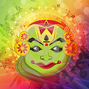 Kathakali dancer face for Happy Onam celebration.