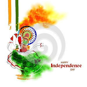 Kathakali dancer on Indian tricolor background for 15th August Happy Independence Day of India