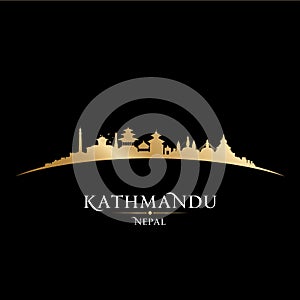 Kathmandu Nepal city skyline silhouette black background