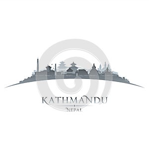 Kathmandu Nepal city skyline silhouette white background