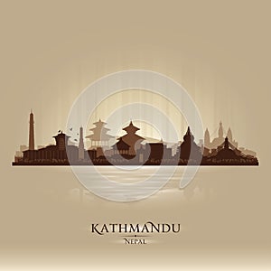 Kathmandu Nepal city skyline vector silhouette