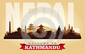 Kathmandu Nepal city skyline vector silhouette