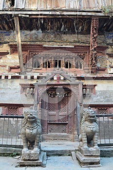 Kathmandu, Nepal, fragment of ancient hindy temple