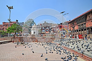 Beautiful square in Kathmandu, Nepal with its traditional buildings and architucture