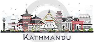 Kathmandu Nepal Skyline with Gray Buildings Isolated on White. photo
