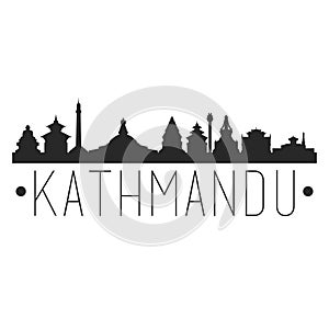 Kathmandu Nepal Tibet. City Skyline. Silhouette City. Design Vector. Famous Monuments.