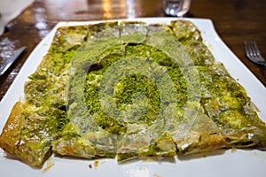 Katmer, famous Turkish dessert in Gaziantep, the food capitol of Turkey.