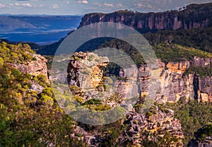 Katoomba, New South Wales, Australia. A view from the Boar`s Head Lookout into the Jamison Valley. The blue mountains, Australia photo