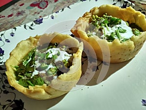 `The Katori bowl Chaat` famous Indian snacks.