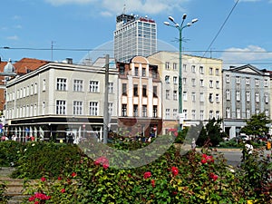 KATOWICE,SILESIA,POLAND-The main square in the city center of Katowice