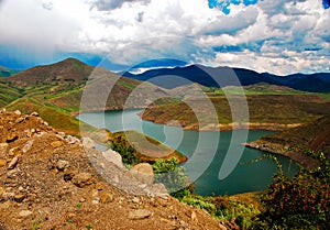 Katse DAM on the Malibamatso river Lesotho Kingdoom Africa