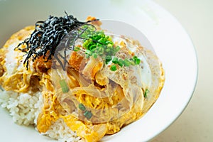 Katsu don boiled japan food is deep fired pork