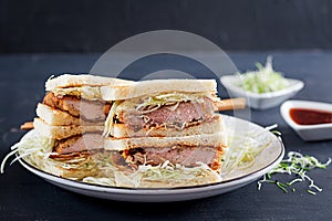 Katsu Sando - food trend japanese sandwich with breaded pork chop