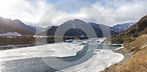 Katun river in Altai on a sunny day. Russia