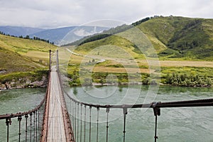 Katun river Bridge near the Multa village. Altai