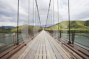 Katun river Bridge near Multa village. Altai