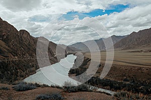 Katun River on a summer day, travel across Altai, mountain river