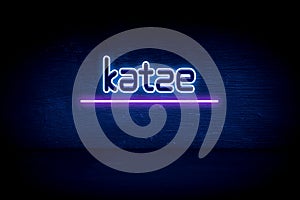 Katze - blue neon announcement signboard photo