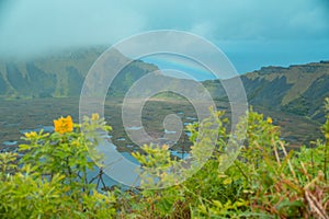 Kau volcano on Easter Island near Hanga Roa close to birdman island photo