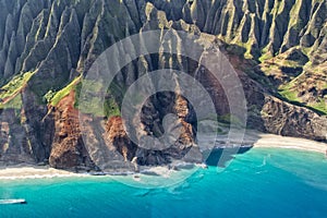 Kauai napali coast aerial view