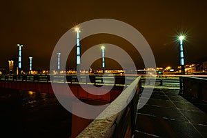 Kaunas Aleksotas bridge at night Lithuania photo