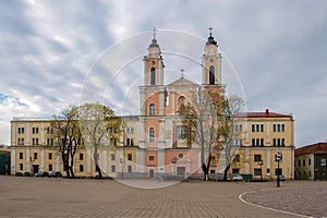 Kaunas, Lithuania, old town. Town square. Church of St. Francis Xavier since 1666