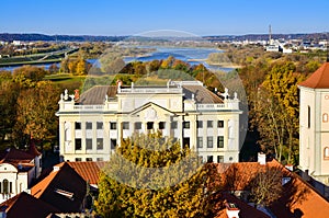 Kaunas old town cityscape archdiocese house aerial view photo