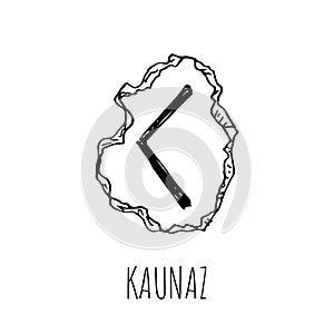 Kaunaz rune written on a stone. Vector illustration. Isolated on white