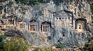Kaunian rock tombs from Dalyan, Ortaca, Turkey photo