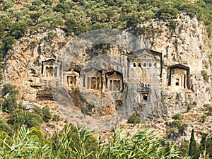 Kaunian rock tombs from Dalyan, Ortaca, Turkey