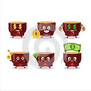 Kava drink cartoon character with cute emoticon bring money